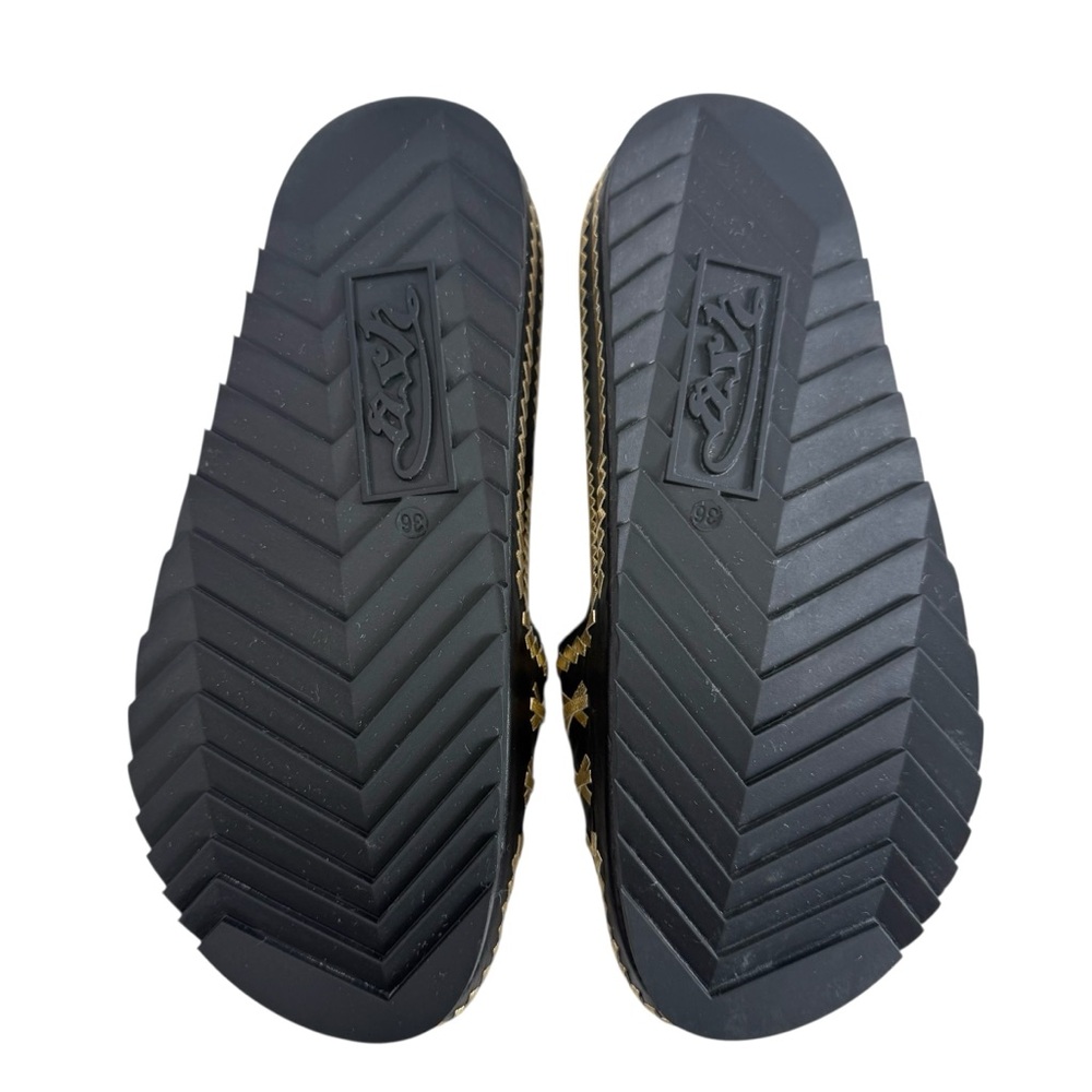 Ash Ulla Black Gold Leather Slide Sandals Size 36/ US 5.5-6 - Picture 10 of 16